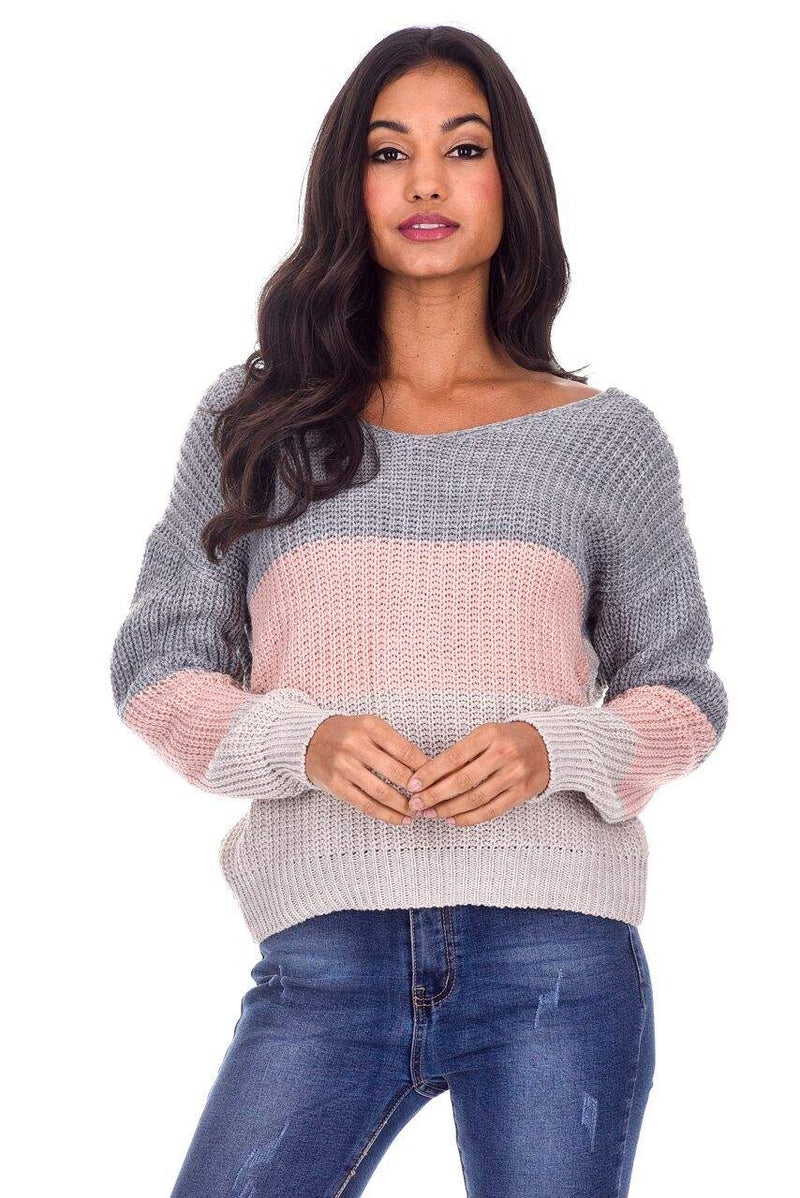 Grey Colour Block Reversible Jumper