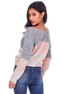 Grey Colour Block Reversible Jumper