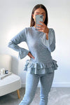 Grey Double Frill Lounge Set