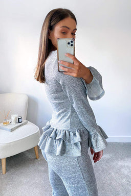 Grey Double Frill Lounge Set
