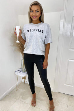 Grey Essential Slogan Oversized Tee