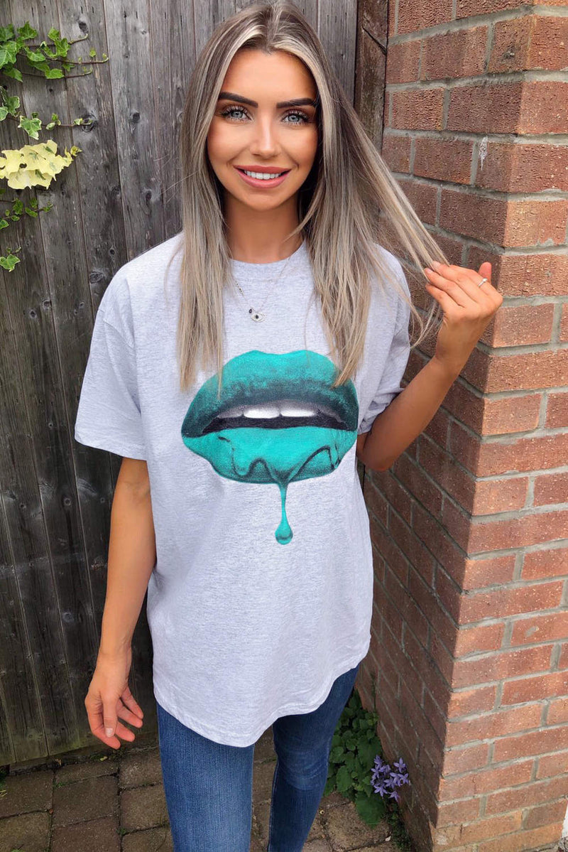 Grey Green Lips T-Shirt