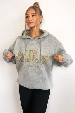 Grey LA Gold Printed Hoodie