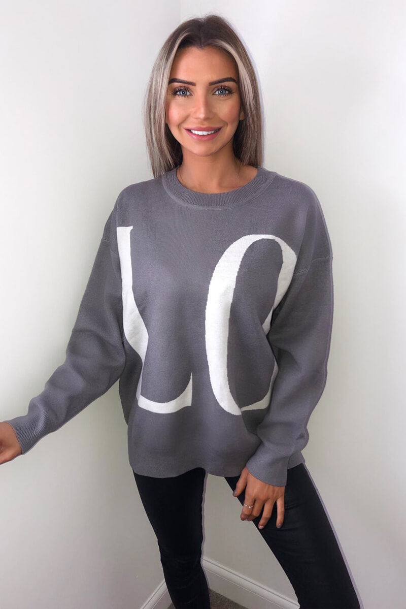 Grey LO VE Knit Jumper