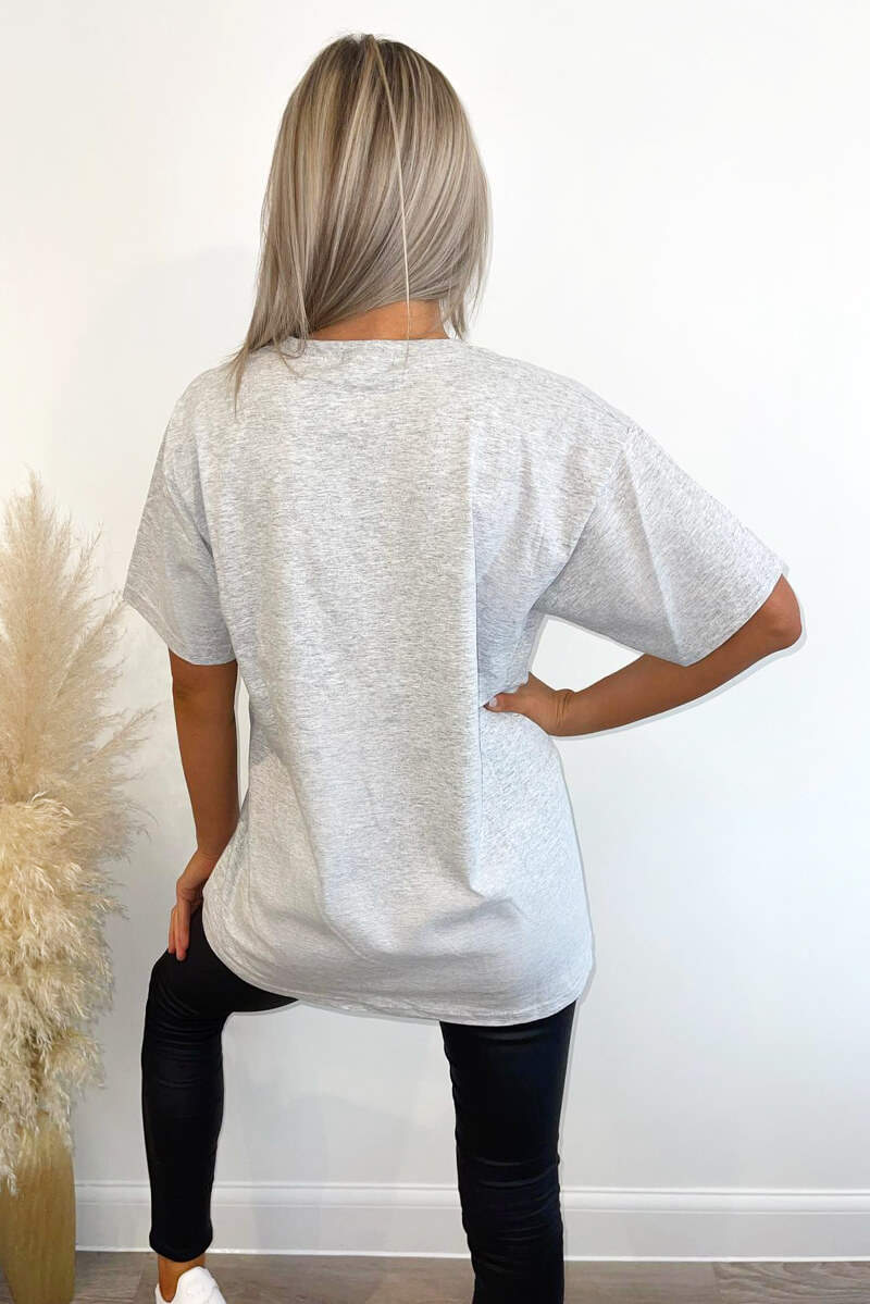 Grey Liberte Printed Oversized T-Shirt