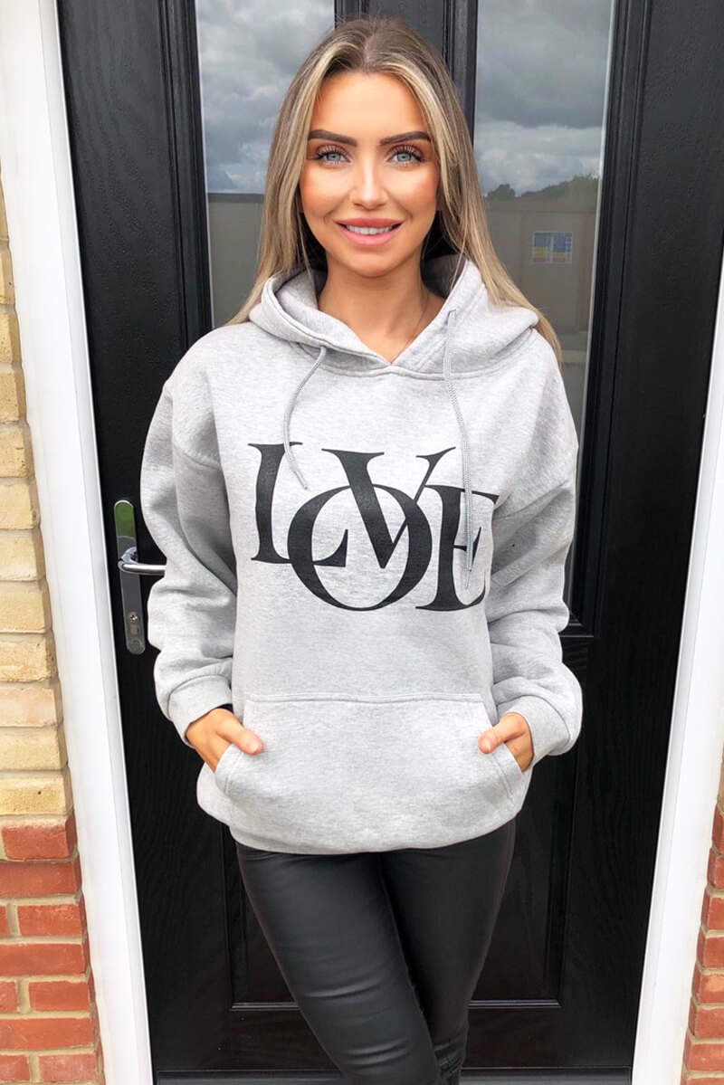 Grey Love Hoodie