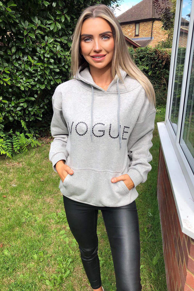 Grey Metallic Vogue Oversized Hoodie