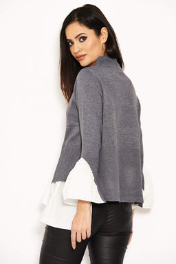 Grey Polo Neck Shirt Jumper