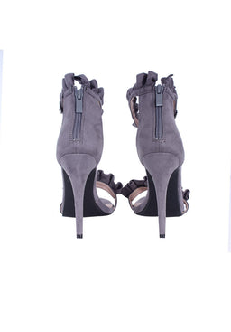 Grey Ruffle Detail Stilletto Heels