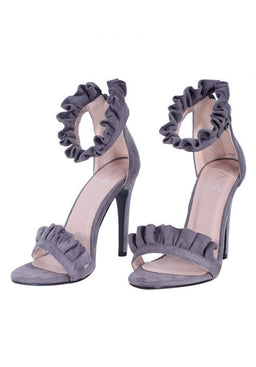 Grey Ruffle Detail Stilletto Heels
