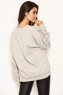 Grey Slogan Printed Sweatshirt