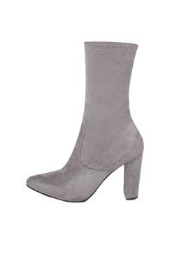 Grey Stretch Suede Boot Heels