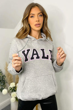 Grey YALE Printed Hoodie