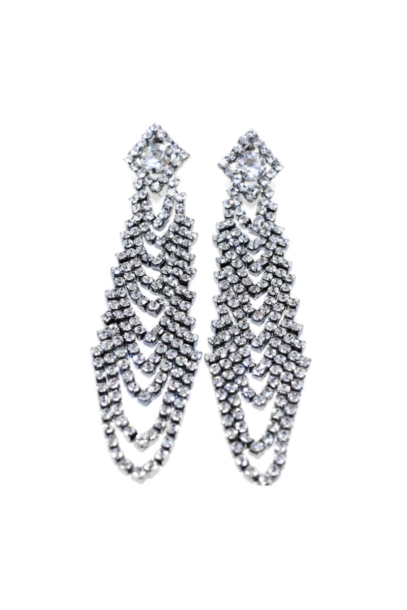 Grey Drop Down Diamante Earrings