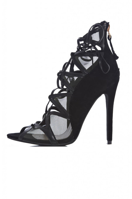 Mesh Lace Up Heels