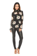 High Neck Floral Chiffon Top