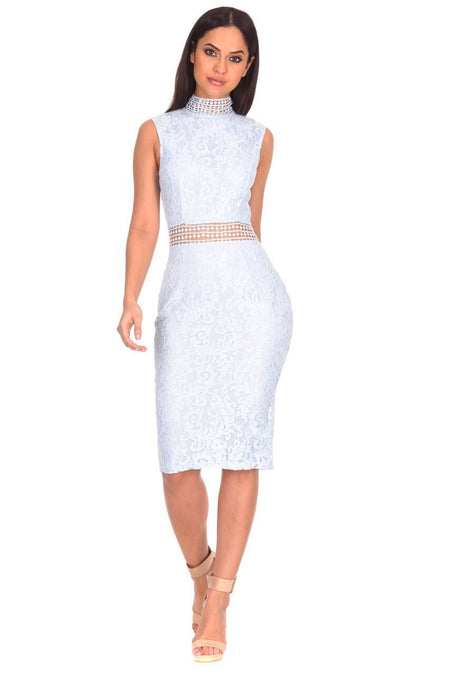 Ice Blue Lace Midi Dress