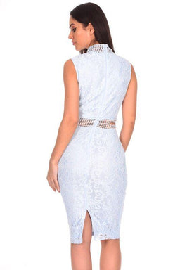 Ice Blue Lace Midi Dress