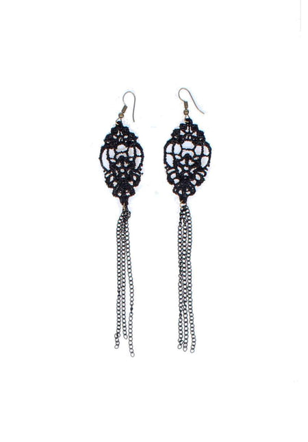 Black Crochet Tassel Earrings
