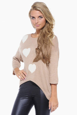 Heart Knit Three Quarter Sleeve Jumper