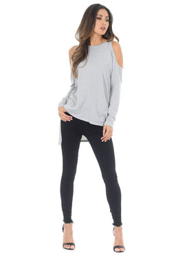 Grey Cold Shoulder Jumper