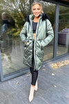 Khaki Faux Fur High Shine Coat