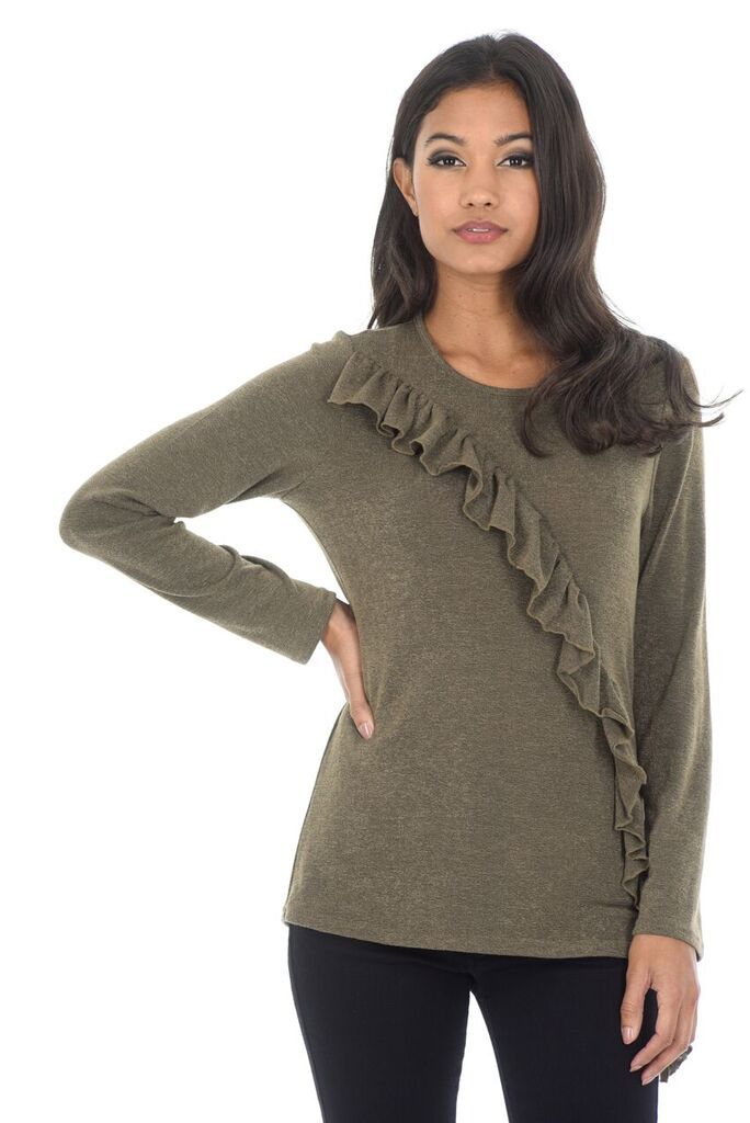 Khaki Frill Detail Jumper