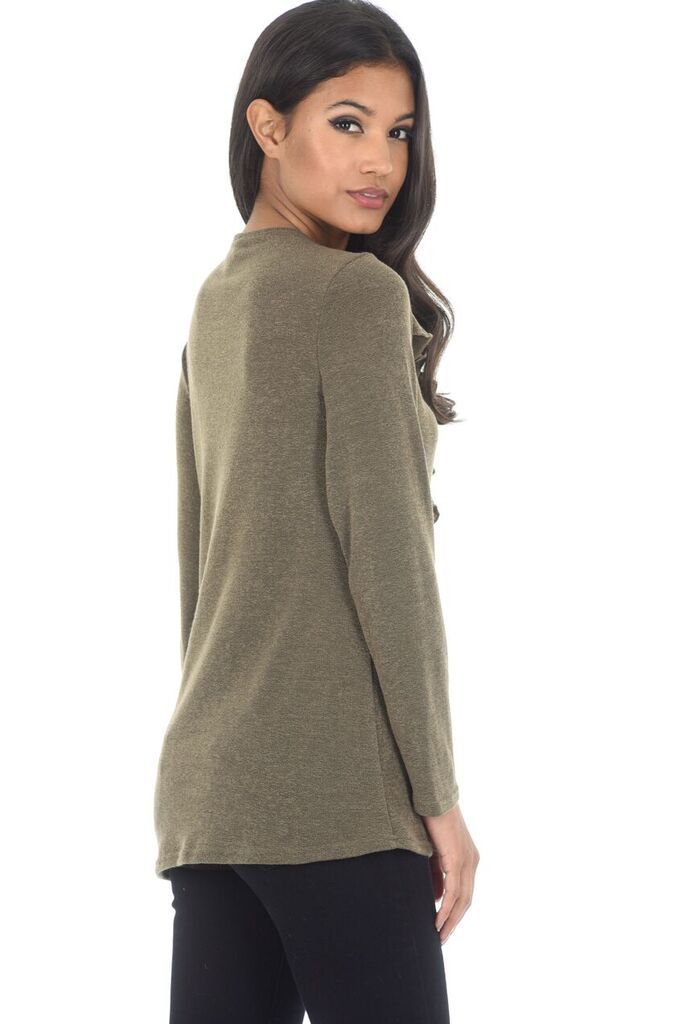 Khaki Frill Detail Jumper