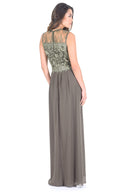 Khaki Crochet Top Maxi Dress