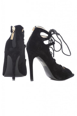 Peep Toe Lace Up Heels