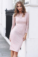 Lace Nude Dress With Sleeves