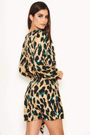 Leopard Print Buckle Waist Shift Dress