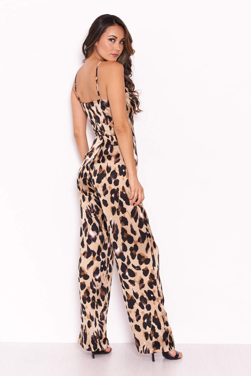 Leopard Print Jumpsuit With Slinky Straps