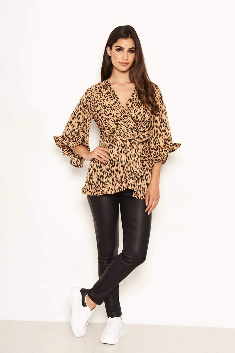 Leopard Print Wrap Top