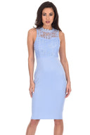 Light Blue Crochet Bodycon Dress