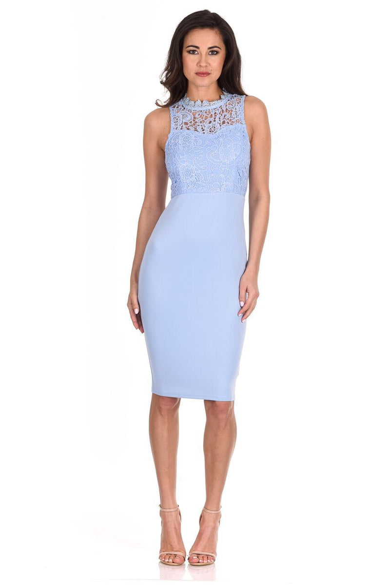 Light Blue Crochet Bodycon Dress