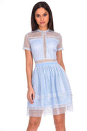Light Blue Crochet Short Sleeved Dress