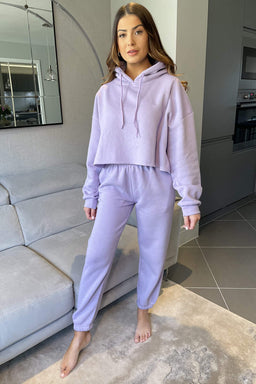 Lilac Cropped Hoodie Lounge Set