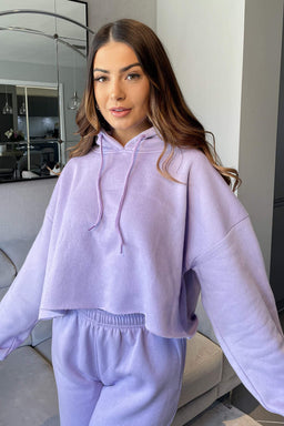 Lilac Cropped Hoodie Lounge Set
