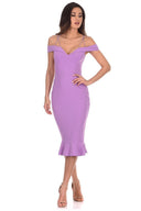 Lilac Off The Shoulder Fishtail Dress