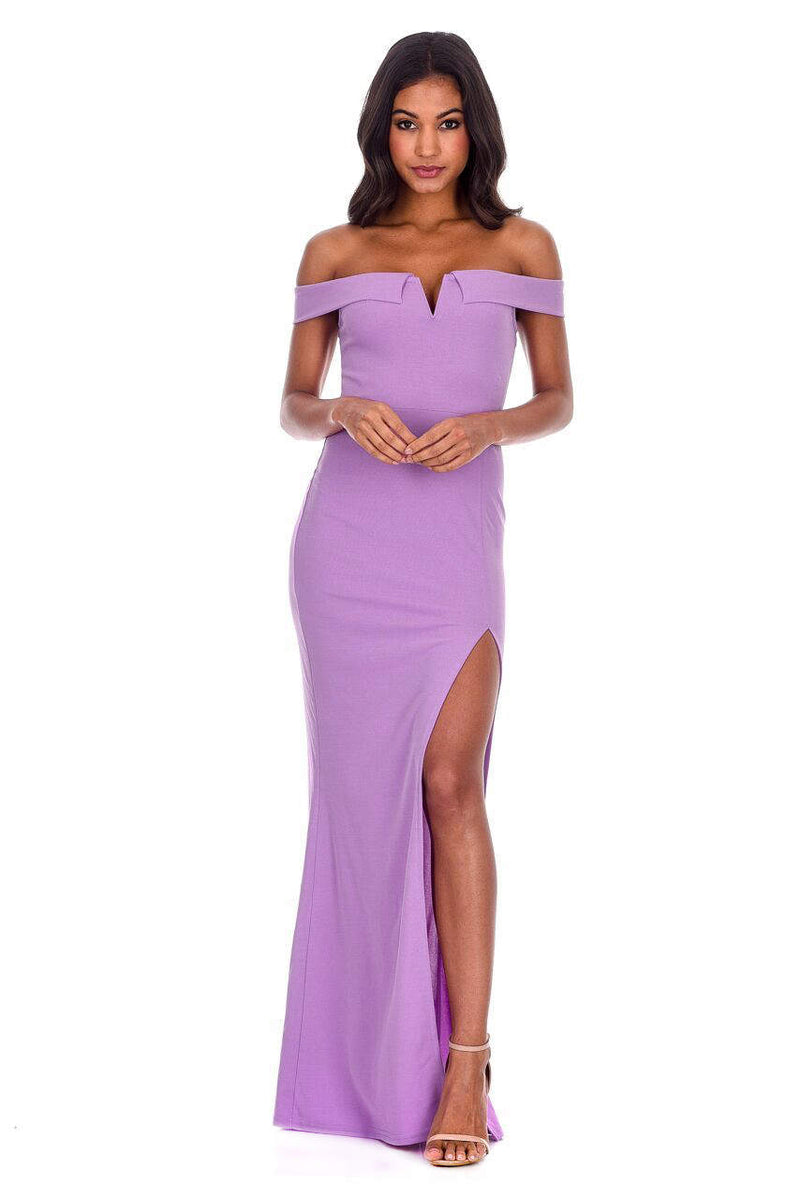 Lilac Off The Shoulder Maxi Dress