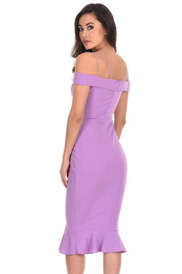 Lilac Off The Shoulder Fishtail Dress