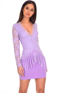 Lilac Tassel Embroidered Lace Dress