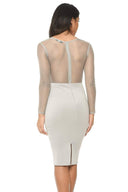 Long Sleeved Grey Bodycon With Lace Detail