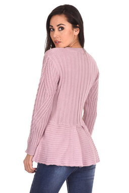 Pink Peplum Knitted Jumper