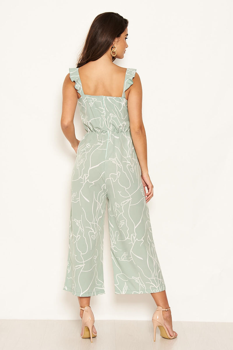Mint Abstract Culotte Jumpsuit