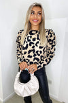 Multi Animal Print Puff Sleeve Blouse
