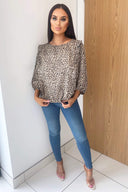 Multi Animal Print Ruffle Blouse