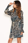 Multi Print High Neck Dress