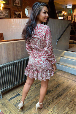 Multi Printed Frill Hem Skater Dress